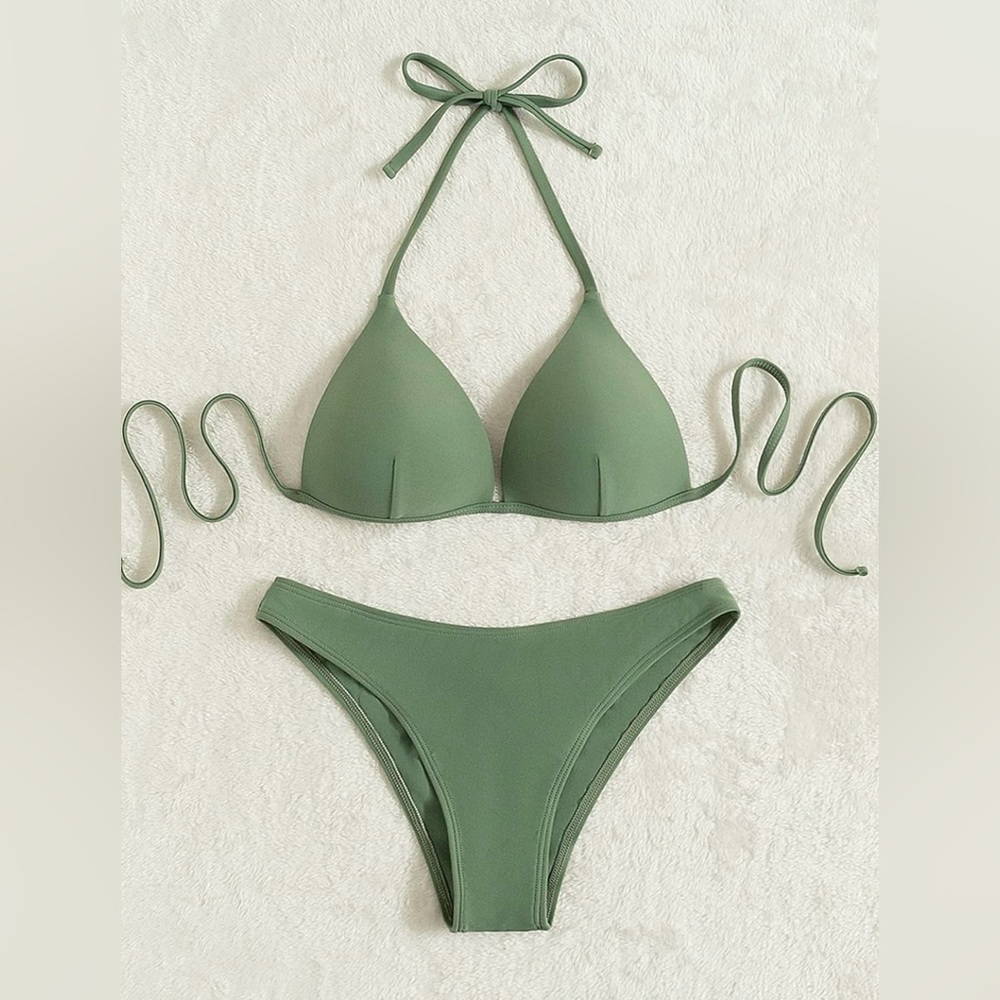 Women's Summer 2 Piece Halter Bikini Swimsuit Set Push Up Bathing Suits NWOT